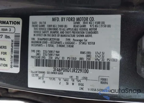 2018 Ford Fusion Se from USA, damaged, VIN 3FA6P0HD1JR229100